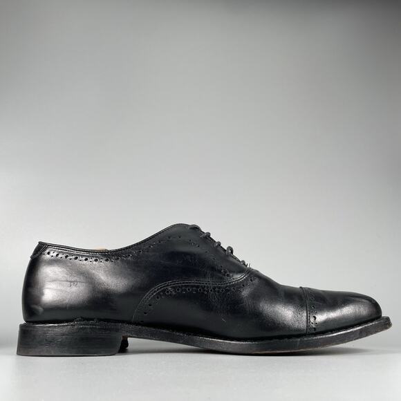 Allen Edmonds Hale Men’s 10 D Black Leather Brogue Cap Toe Derby Dress Shoes EUC - Picture 5 of 9